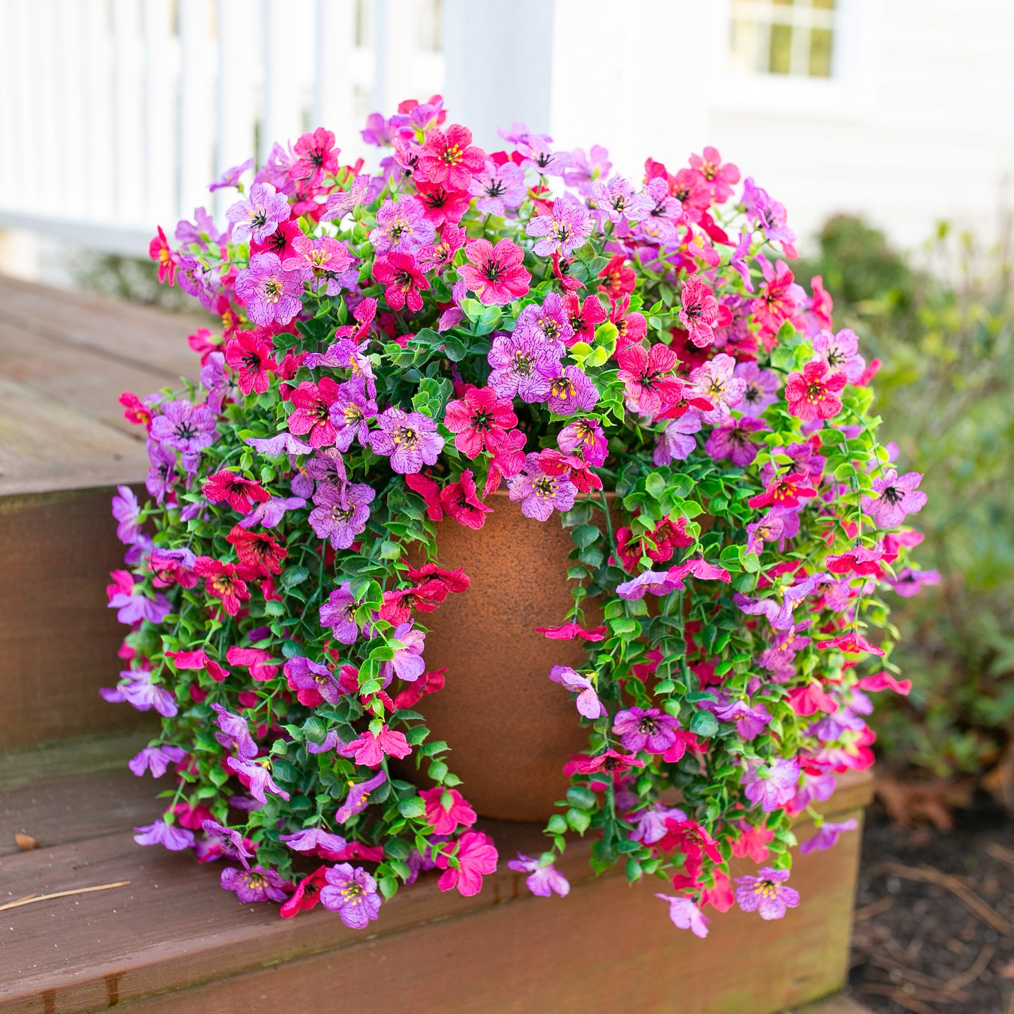HyeFlora balcony porch ornament featuring lifelike blooms and greenery.