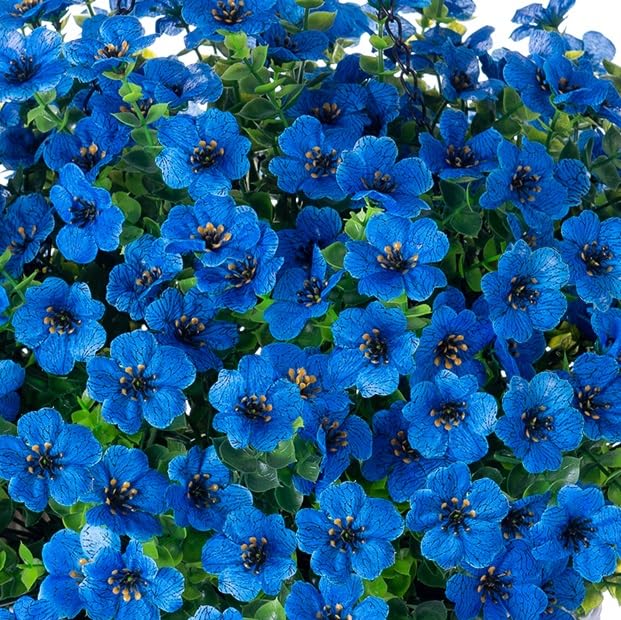 HyeFlora blue daisy hanging basket enhances patio decor