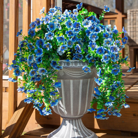 HyeFlora blue outdoor artificial flowers for hanging decor in sunny spaces