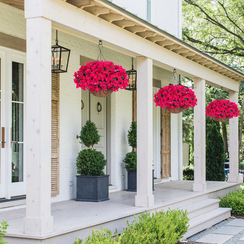 HyeFlora full-view hanging bouquet adds vibrant pink charm to porches
