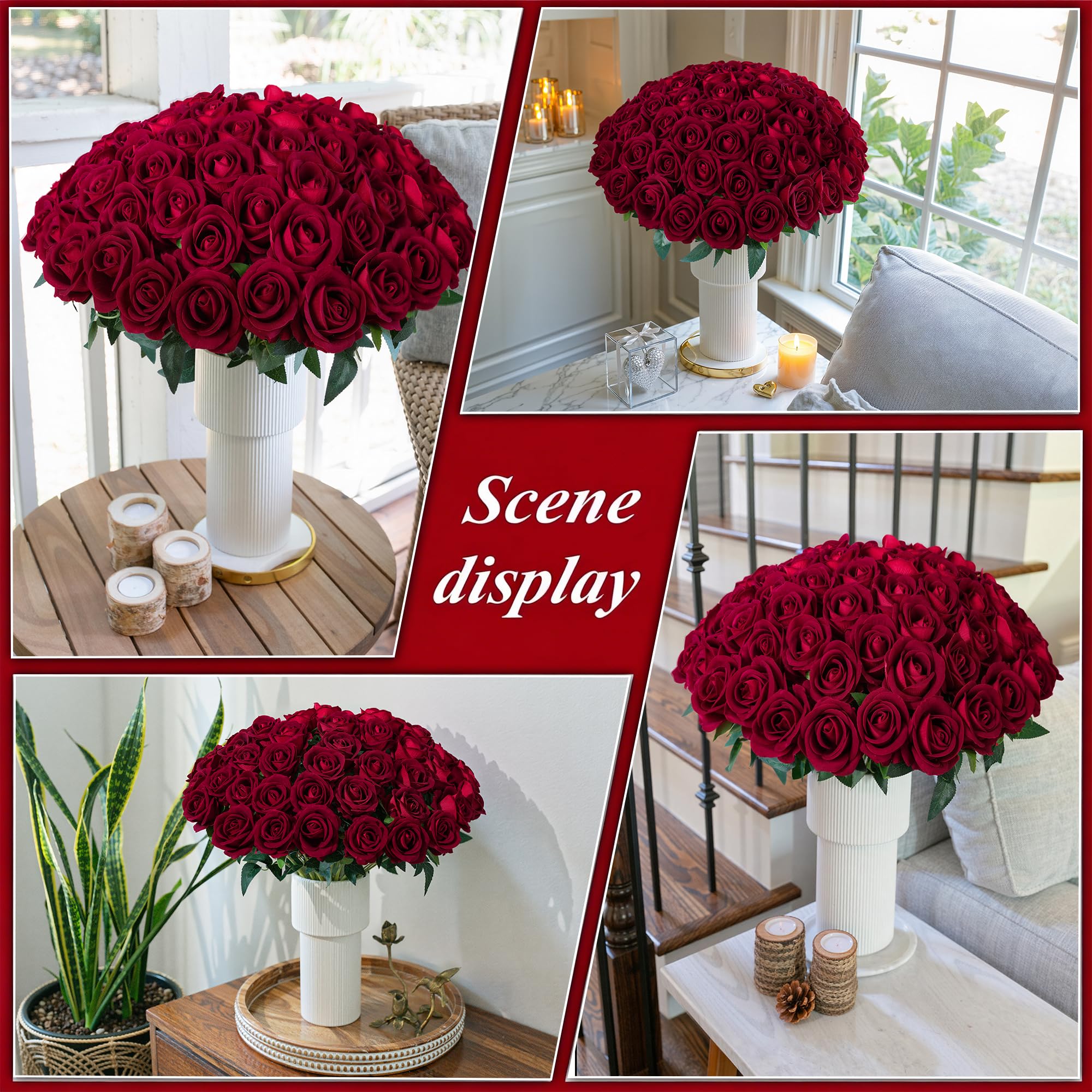 HyeFlora bendable burgundy rose stems used in garlands
