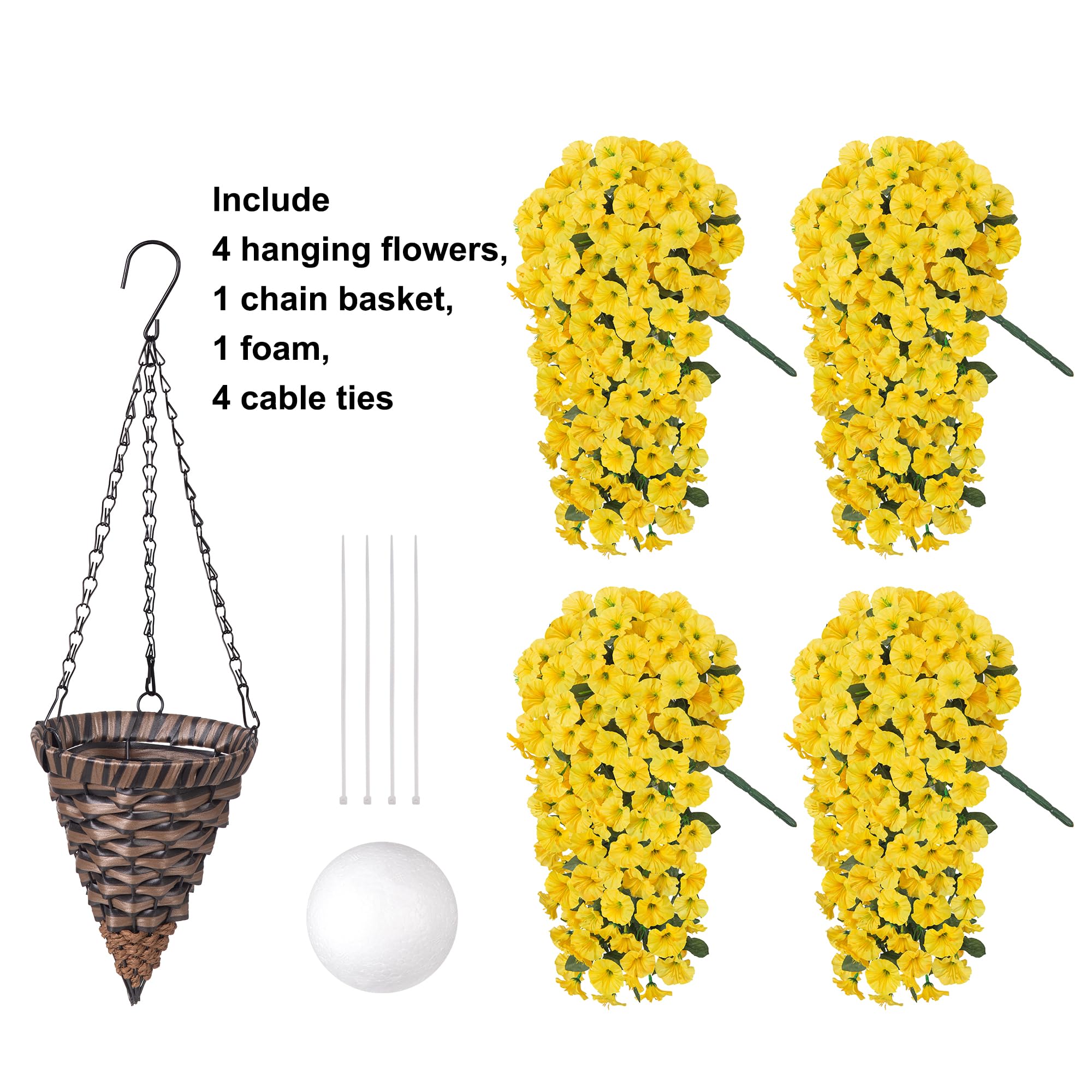 HyeFlora cone-shaped basket with artificial flowers for easy outdoor decor