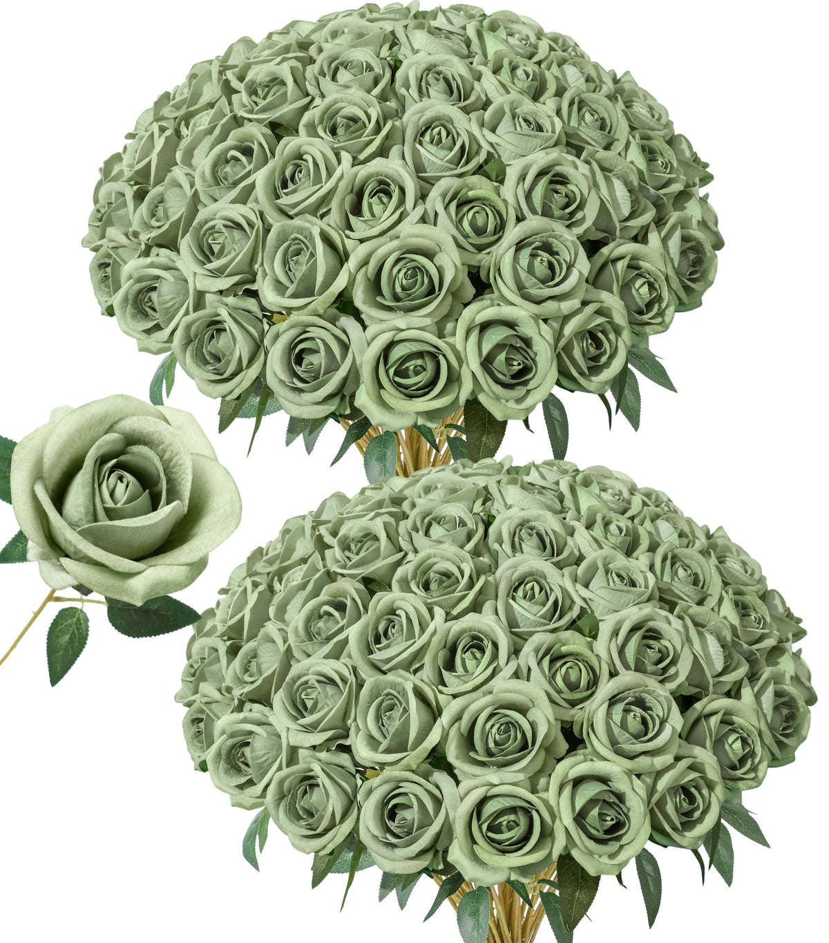 Hyeflora green roses with long stems for tall, elegant bouquets.