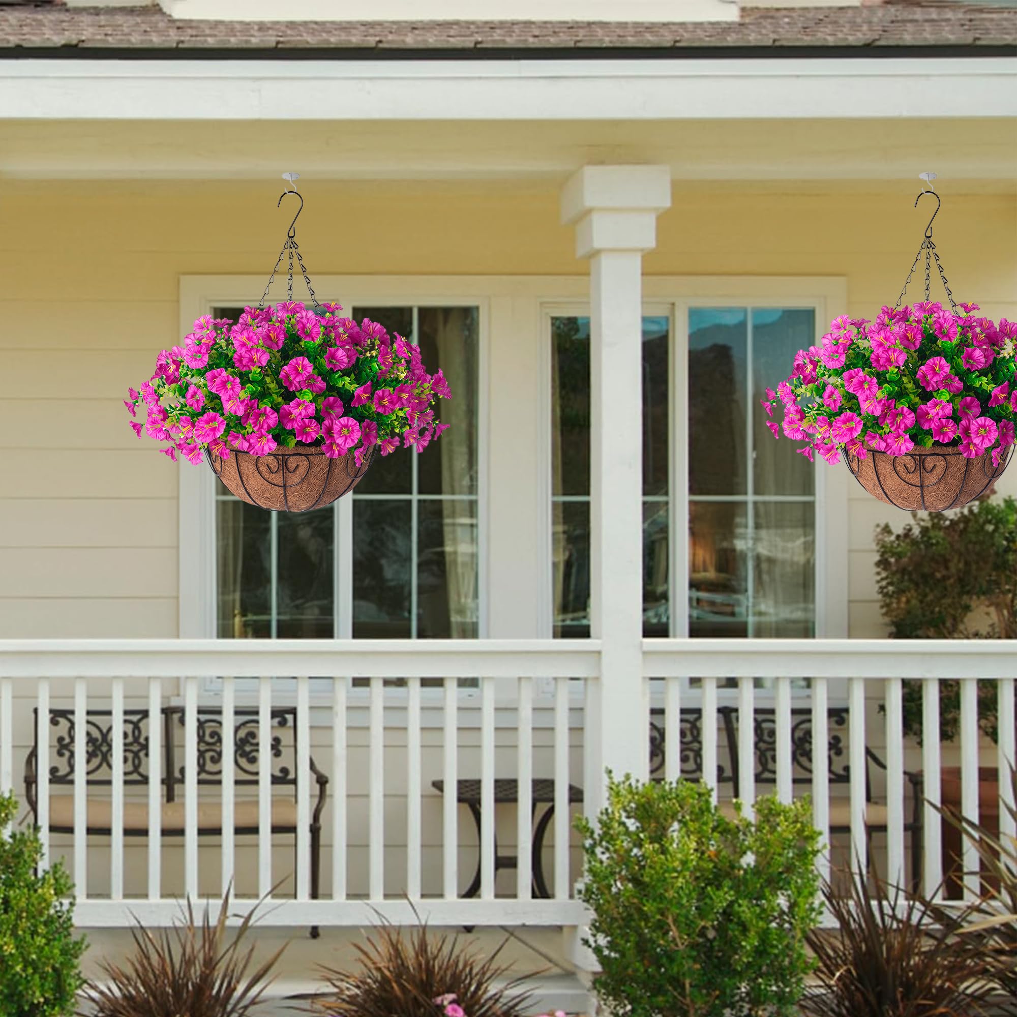 HyeFlora hanging basket assembly-ready setup for effortless outdoor decoration.