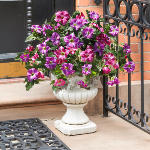 HyeFlora 2-pack petunia silk flowers ideal for hanging baskets.