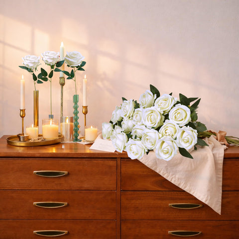 HyeFlora ivory roses ideal for wedding centerpieces and home decor projects.