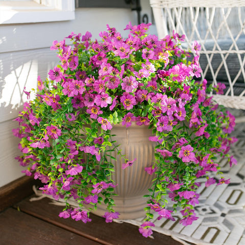 HyeFlora lifelike artificial flowers for outdoors in purple on porch or yard