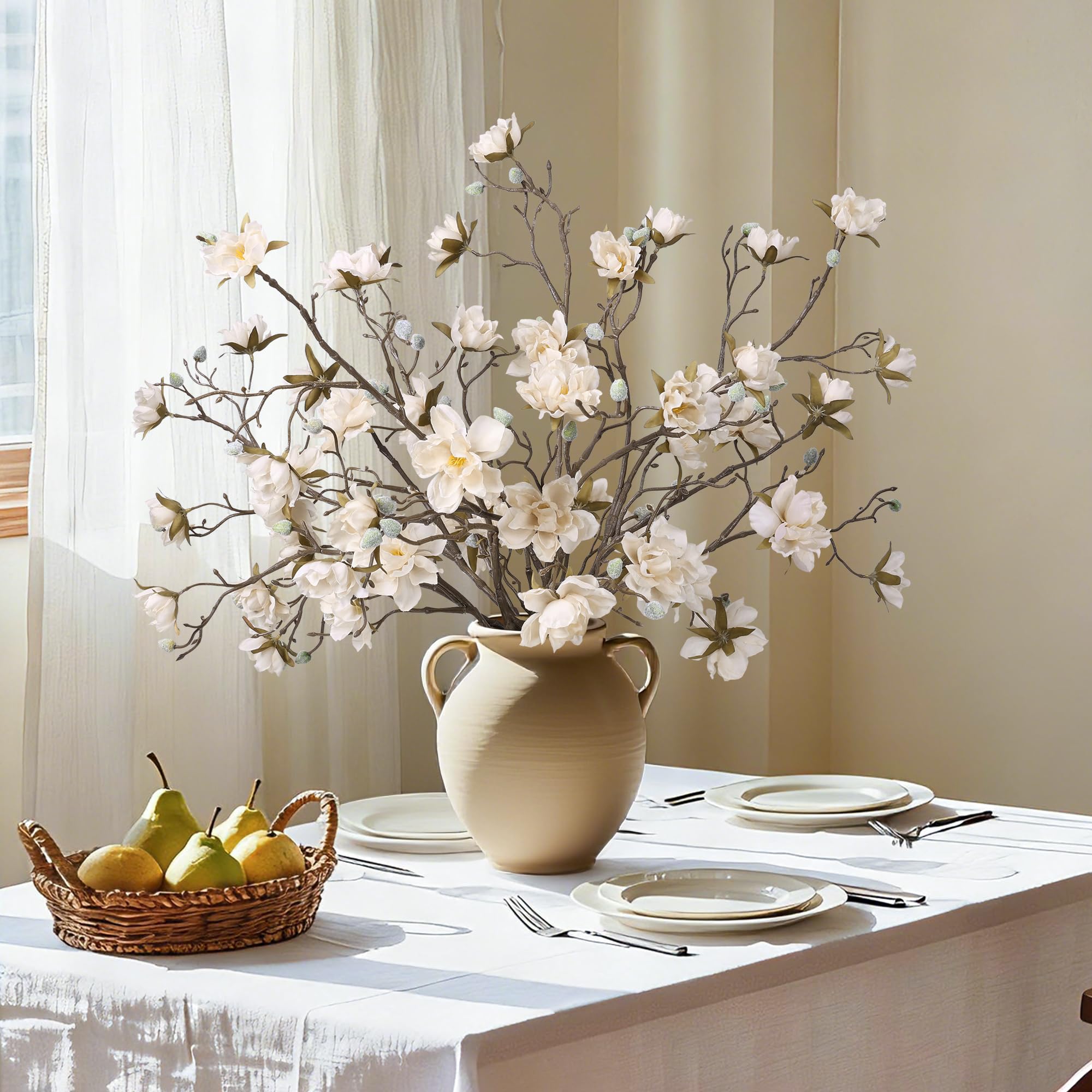 HyeFlora magnolia silk detail reflects lifelike blooms and natural seeds.