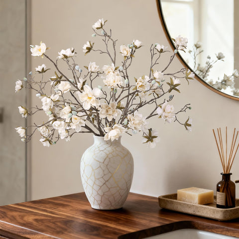 HyeFlora magnolia stems set of 3 showcases versatile indoor decorating options.