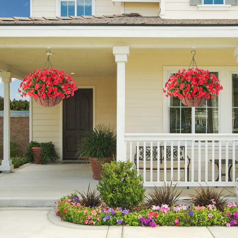 HyeFlora morning glory silk flowers brightening an outdoor space.