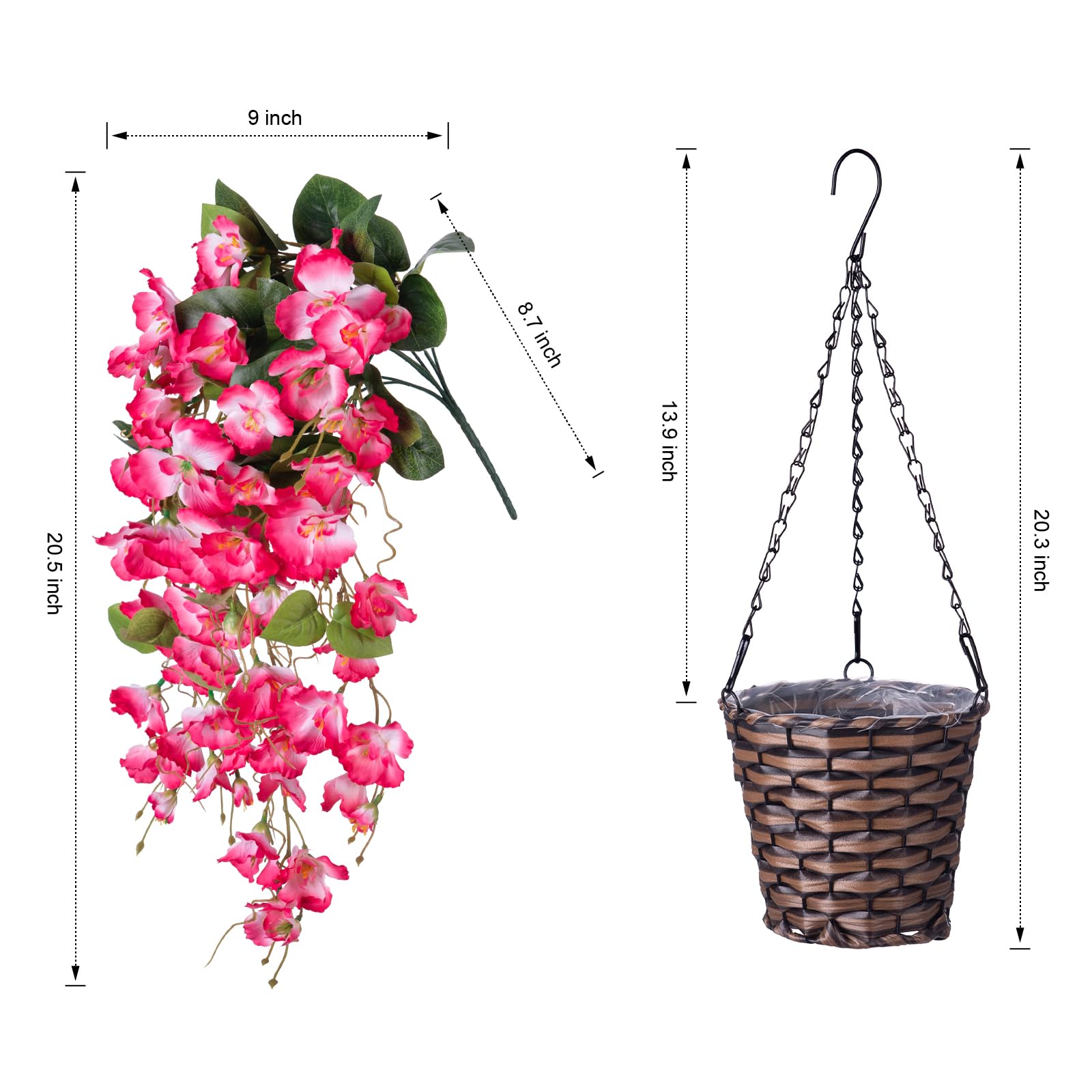HyeFlora outdoor hanging flower basket suited for porch, patio, balcony
