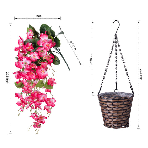 HyeFlora outdoor hanging flower basket suited for porch, patio, balcony