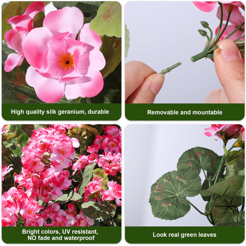 HyeFlora patio display with pink geraniums enhances balcony spaces.