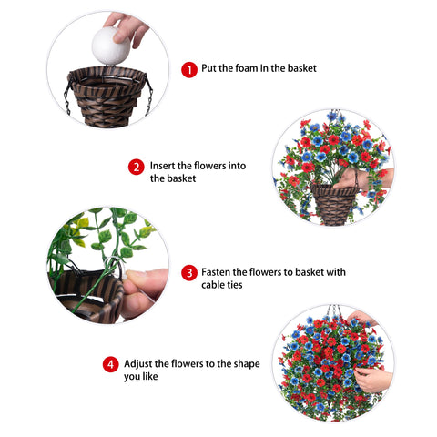 HyeFlora patio décor featuring vibrant blue and red floral accents outdoors.