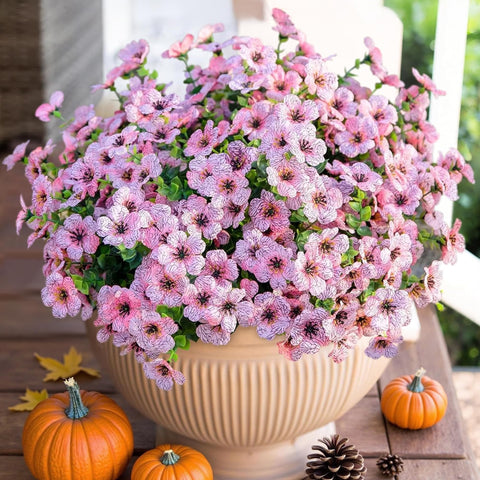 HyeFlora pink daisy with eucalyptus leaves bundle for outdoor decor with year-round color