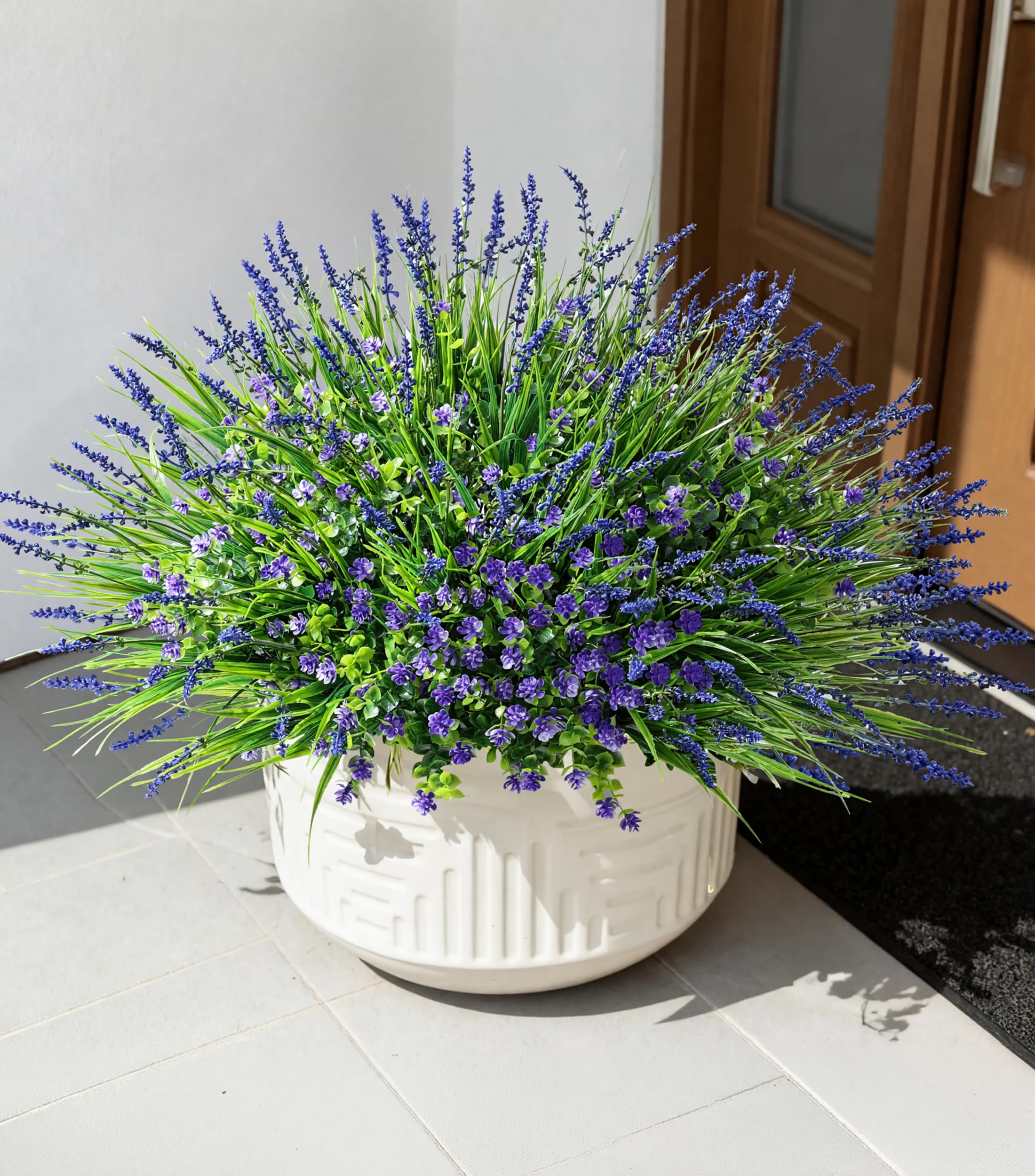 HyeFlora purple artificial flowers bundle adds vibrant color without watering.