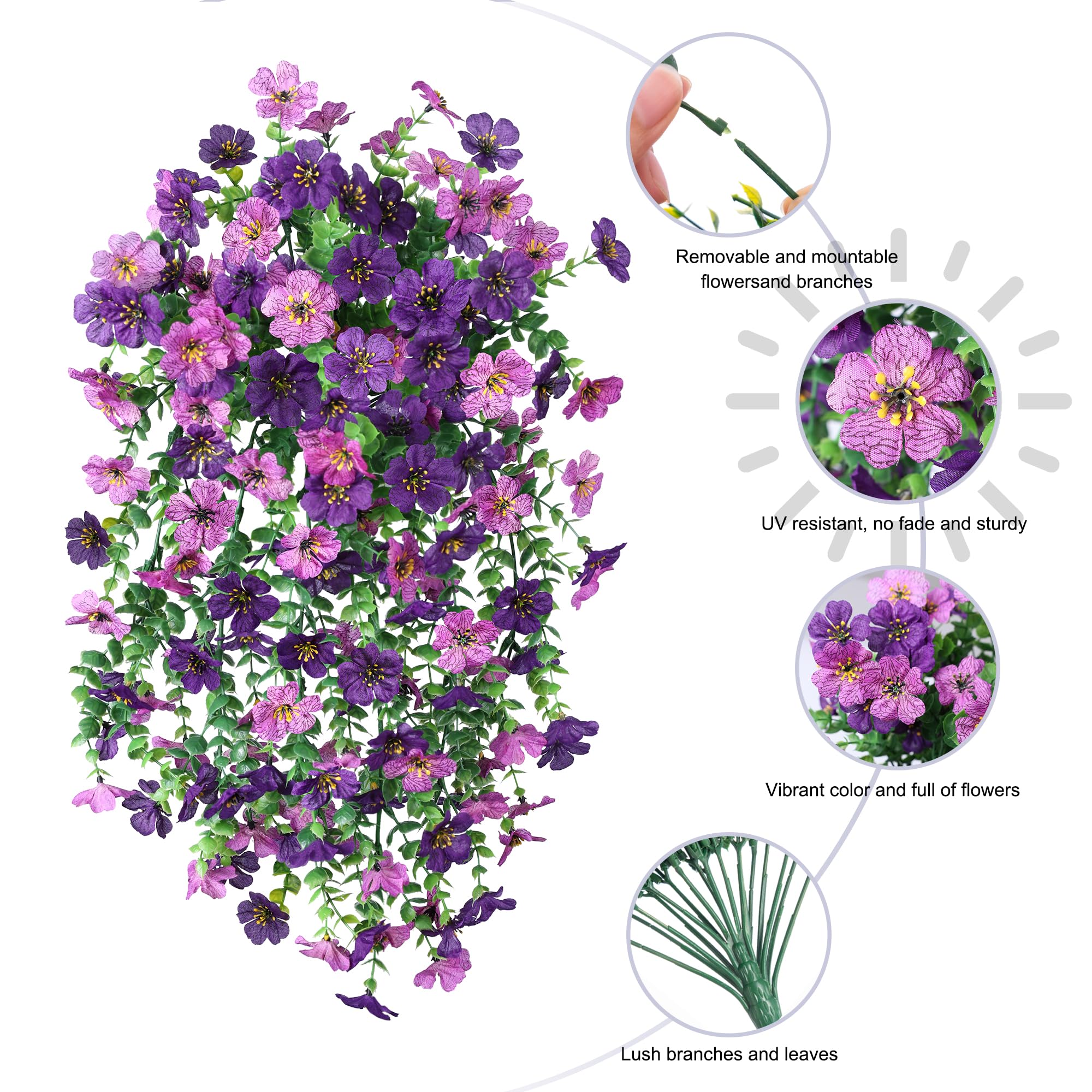 HyeFlora purple hanging flowers with vivid color for outdoor styling