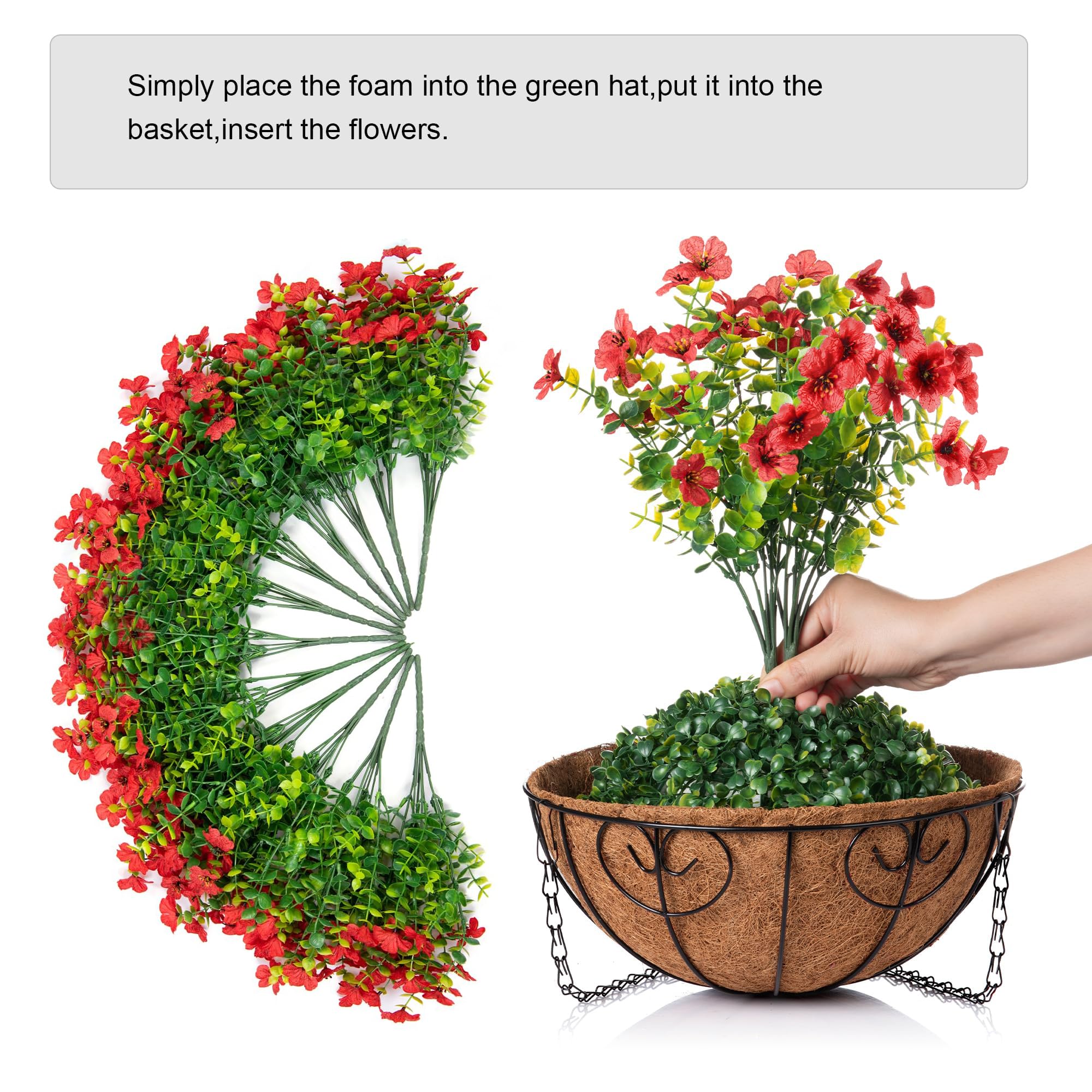 HyeFlora rattan basket with metal chains for sturdy hanging