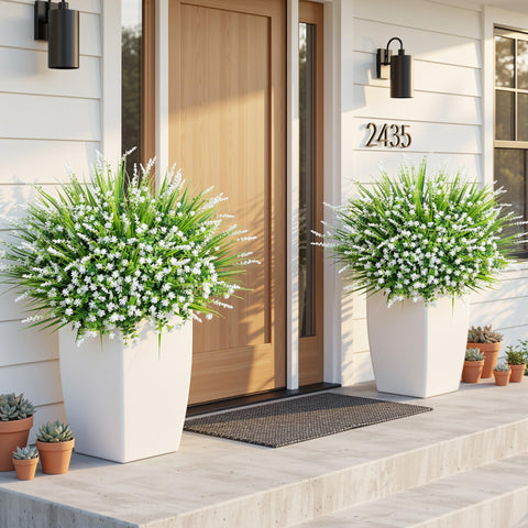 HyeFlora lifelike artificial flowers and grass for garden display