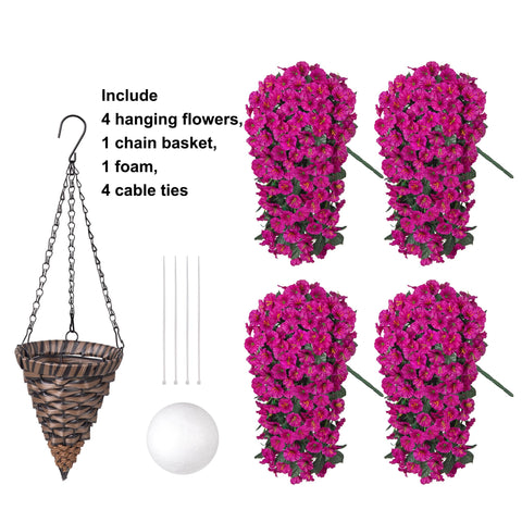 HyeFlora realistic hanging flowers basket adds year-round decorative appeal.