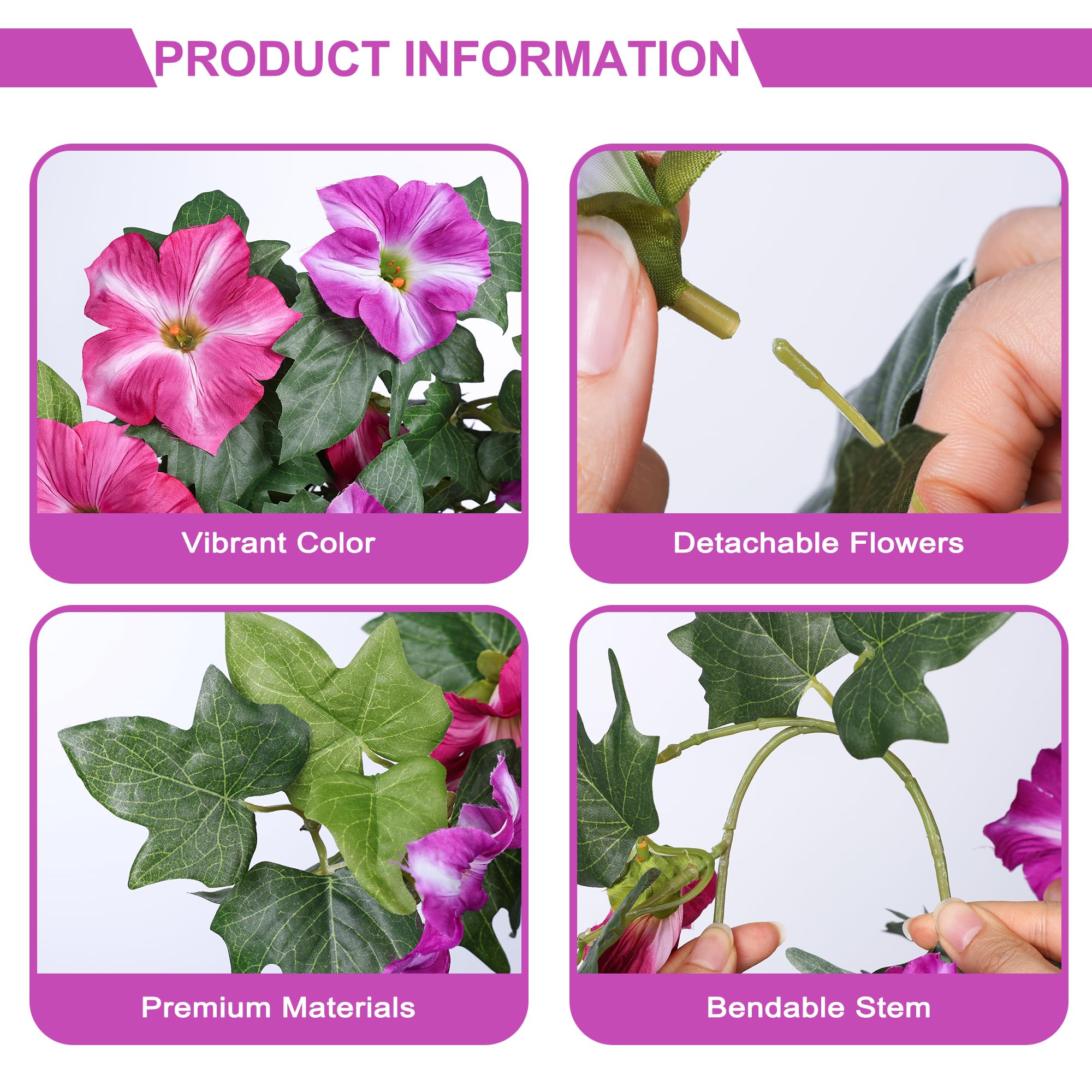 HyeFlora faux petunia flowers in silk for vibrant porch decor year-round.