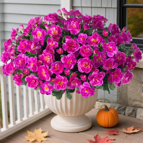HyeFlora faux camellia blooms endure sun and rain with color