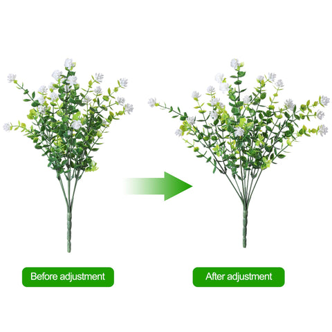 HyeFlora white faux flowers in planter for balcony decoration
