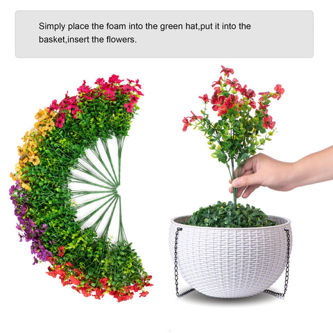 HyeFlora white basket with metal chain decorates balconies.