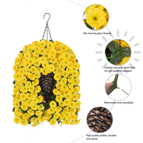 HyeFlora close-up of yellow morning glory blossoms in the basket