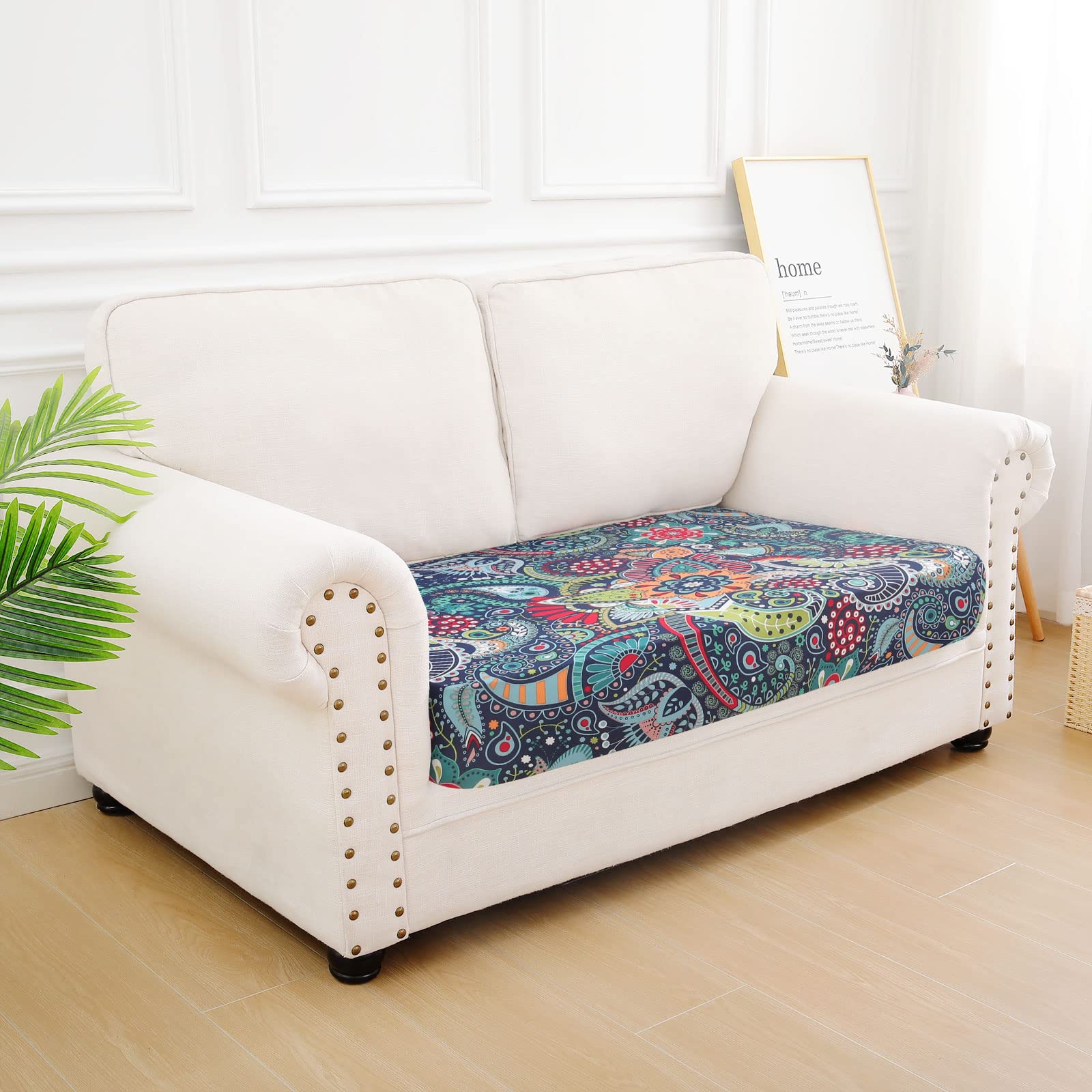 Hyha camper seat cover with floral design protects seats on trips.