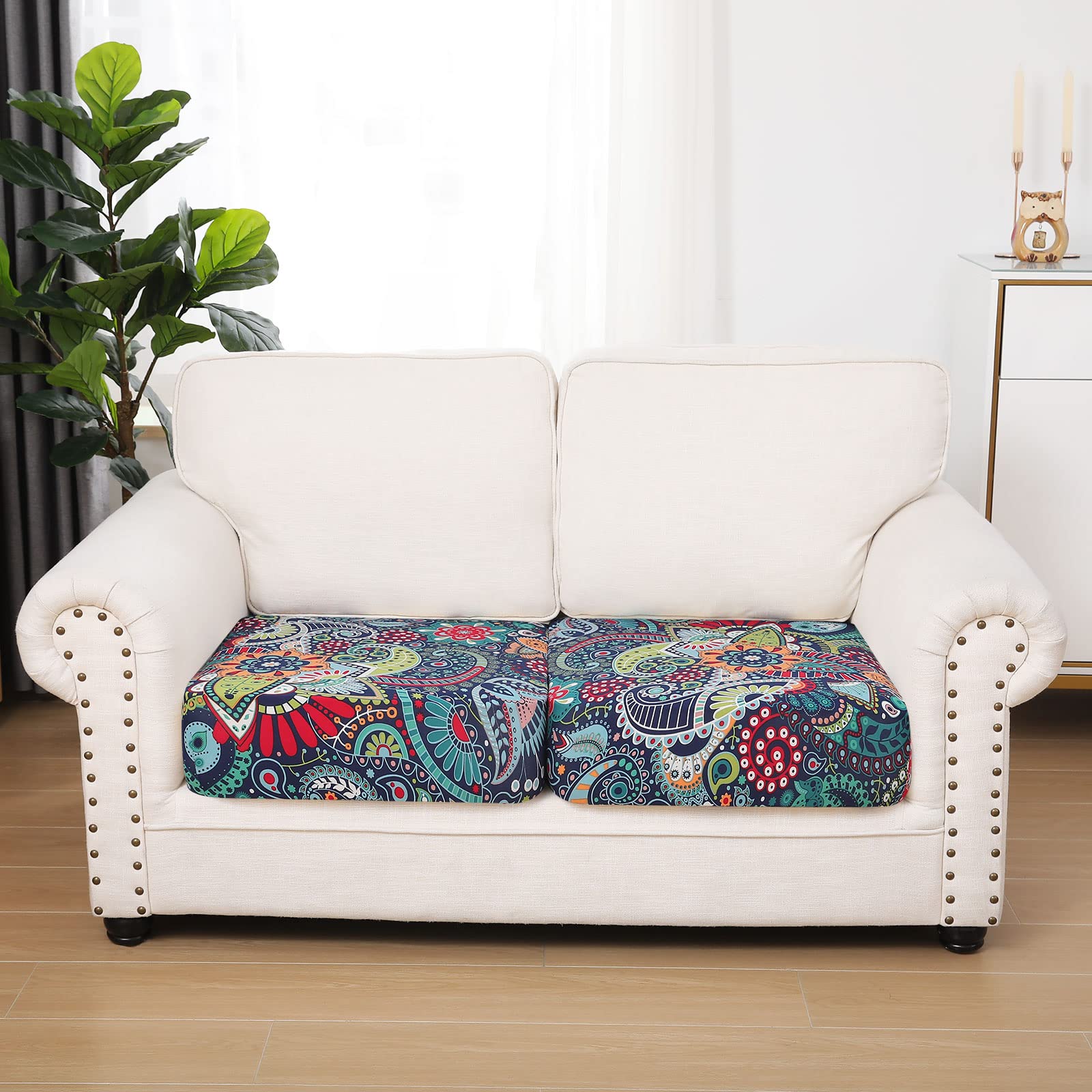 hyha couch cover with elastic straps keeps cushions in place
