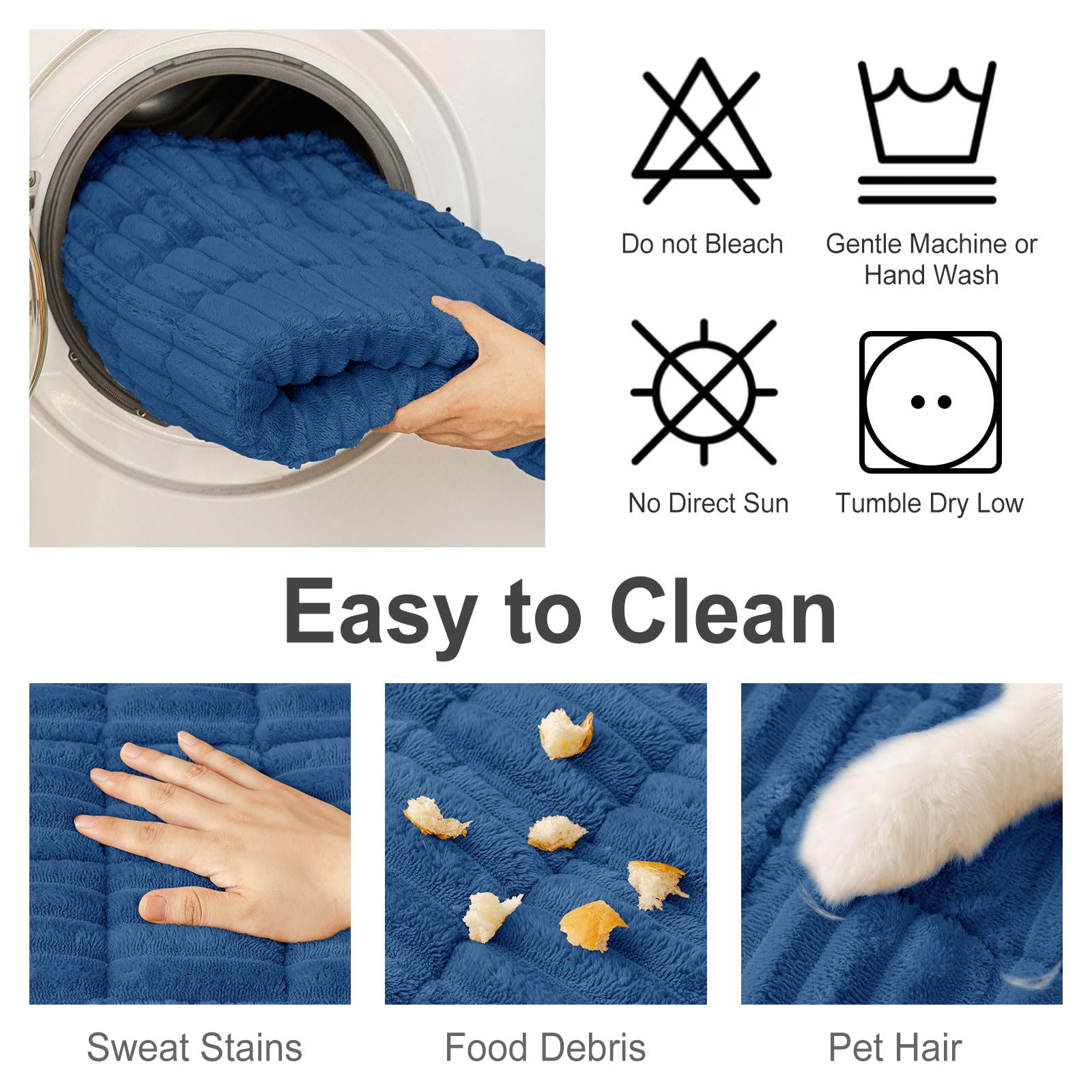 Hyha easy-clean couch cover depicted being machine washed.