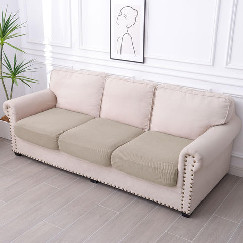 hyha taupe sofa cover blends with decor while protecting cushions.