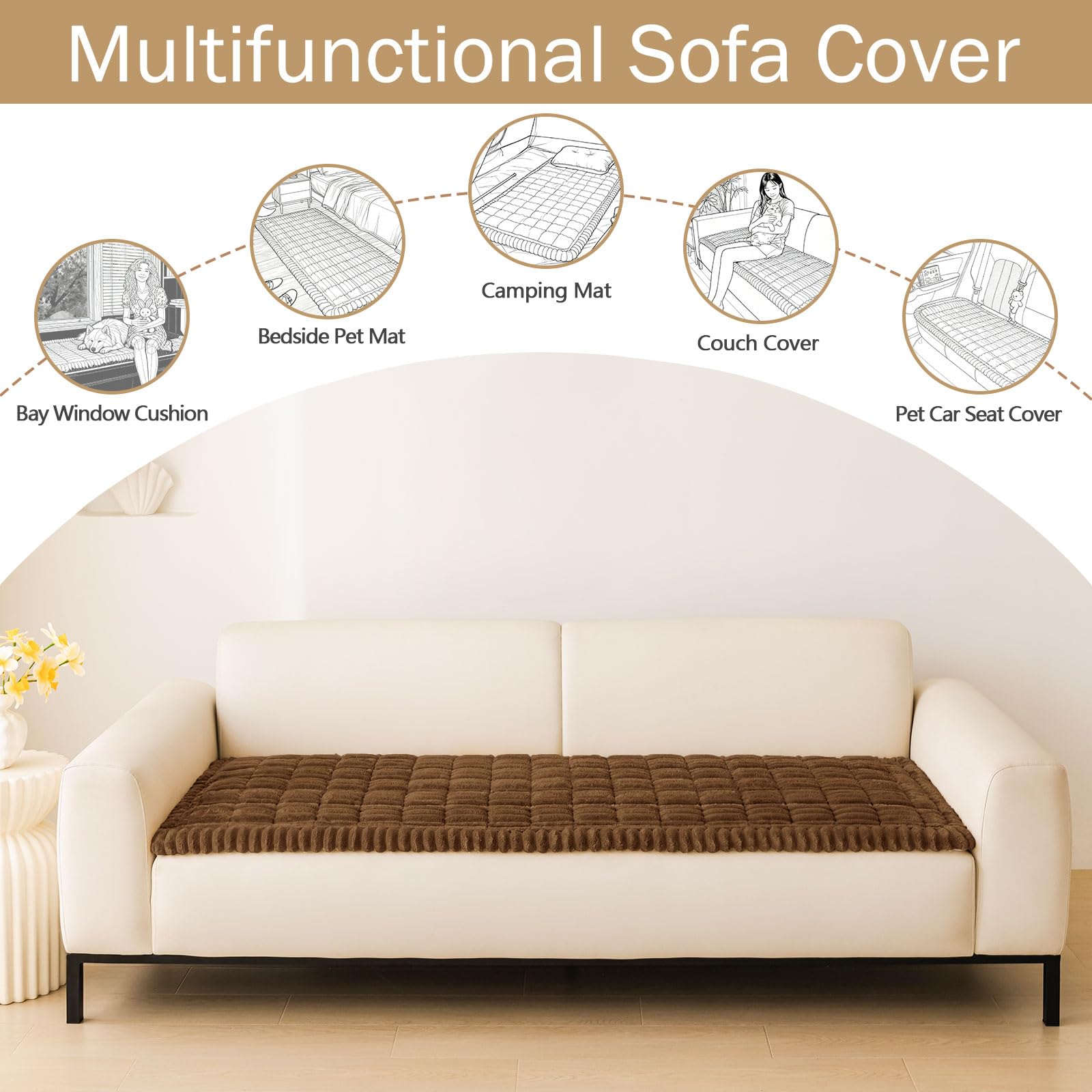 Hyha pet couch cover shows patterned style to suit living room decor.