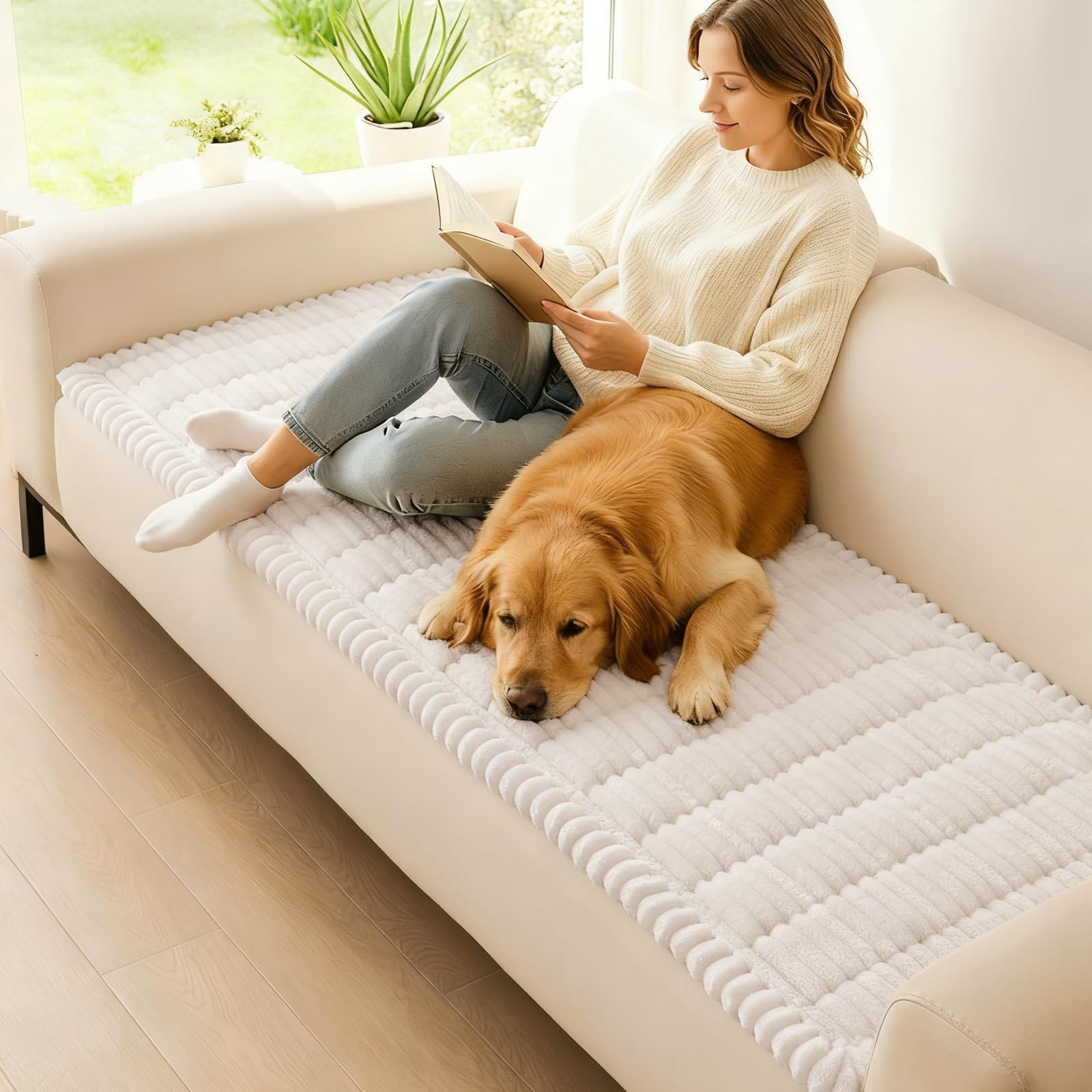 Hyha non-slip bottom keeps the cover in place on sofa or floor.