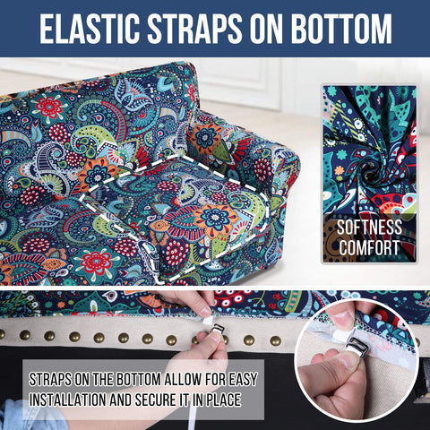 Hyha Paisley floral slipcover pattern closeup reveals print detail and texture.