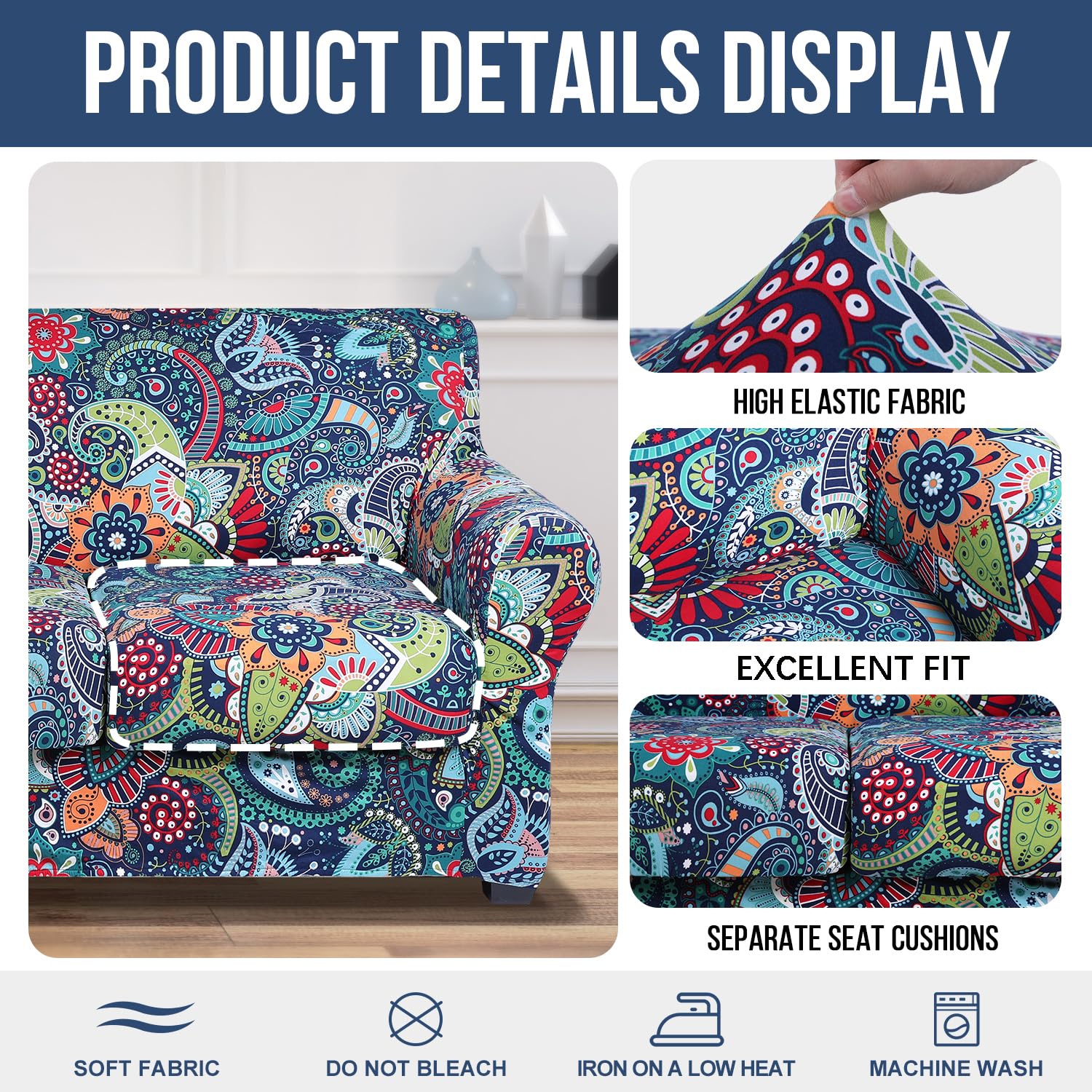 Hyha Paisley floral cushion cover 3 finishes the 4-piece set for protection.