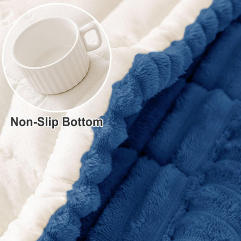 Hyha plush cover on sofa highlighting thick, shed-resistant material.