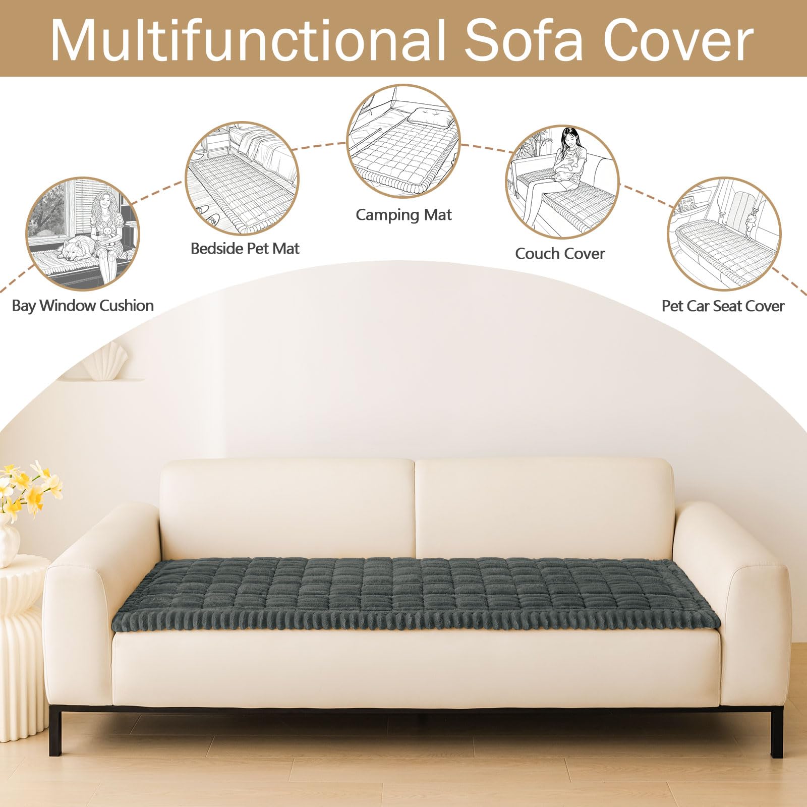 Hyha plush fabric provides cozy comfort while safeguarding furniture from wear.