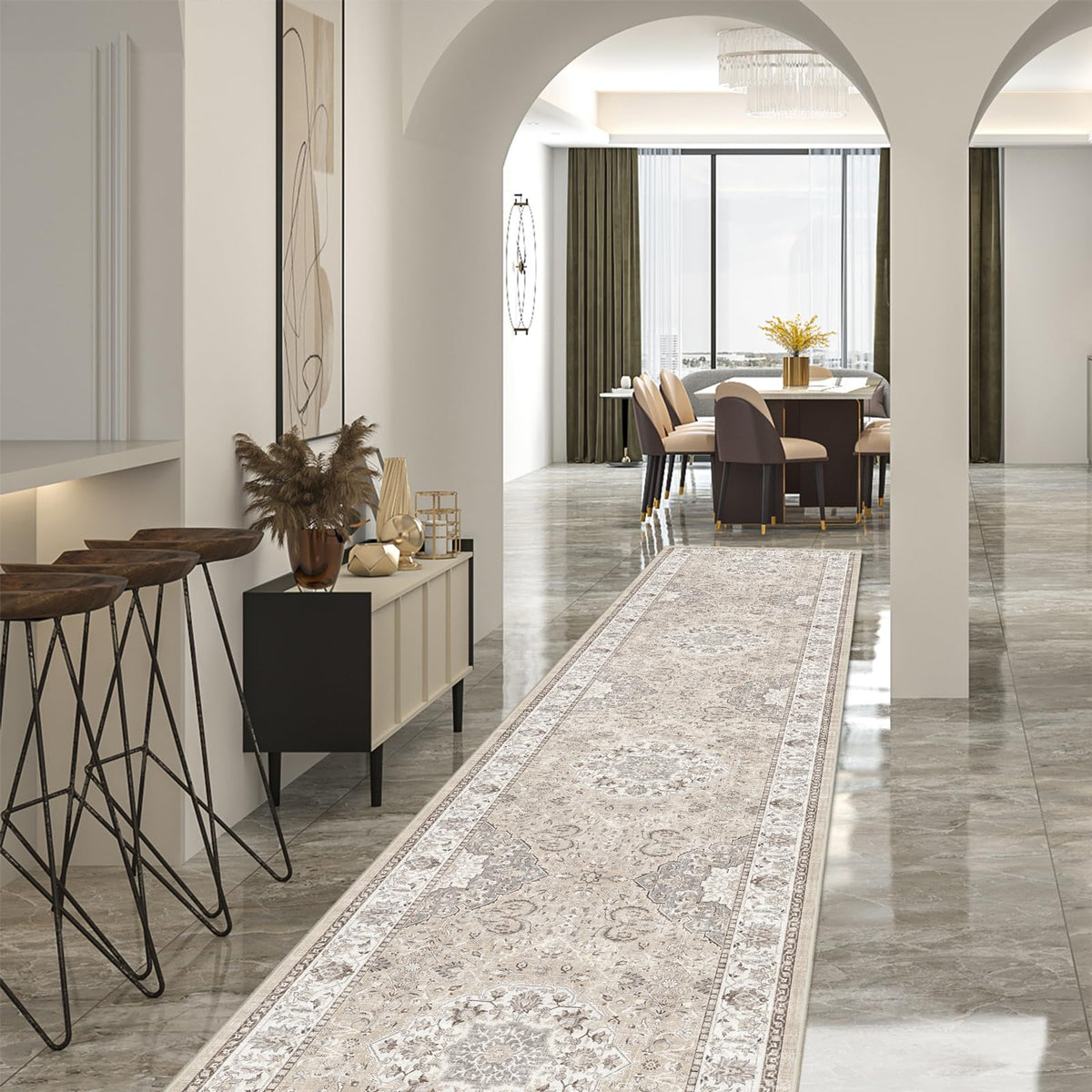 HY HAO YUN LAI hallway runner rug soft beige texture for cozy underfoot comfort.