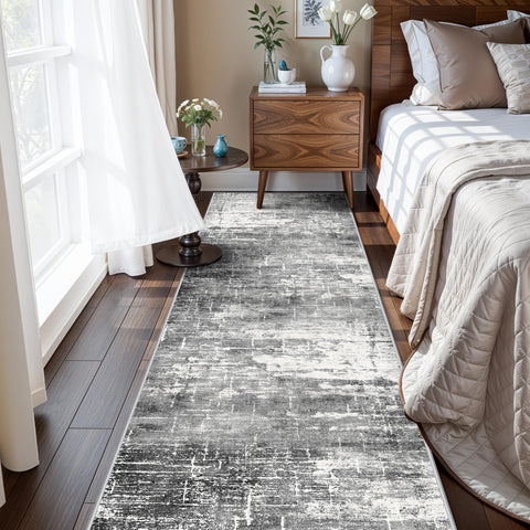 HY HAO YUN LAI rug front view shows abstract print and soft, stain-resistant surface.