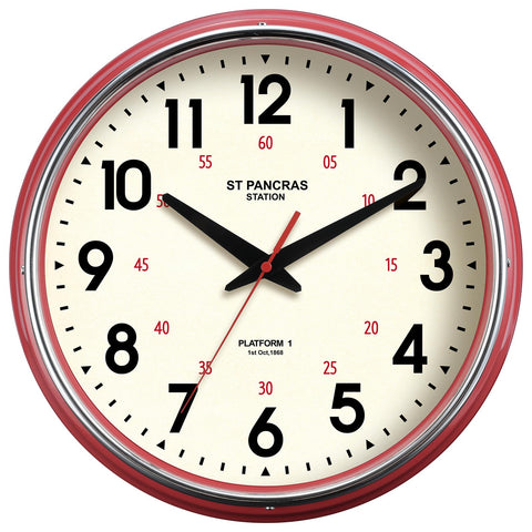 HYJOOY wall clock metal 12-4-inch red frame enhances vintage decor