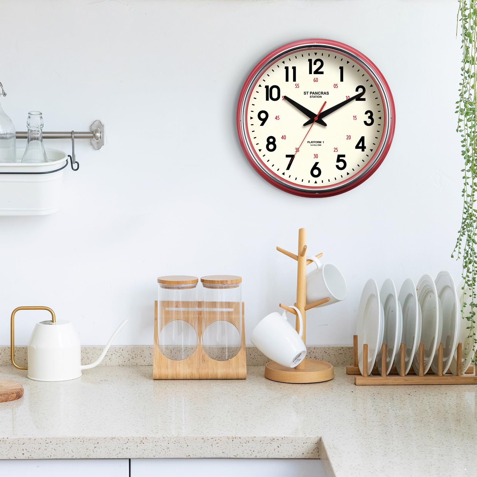 HYJOOY wall clock metal in kitchen keeps time at a glance