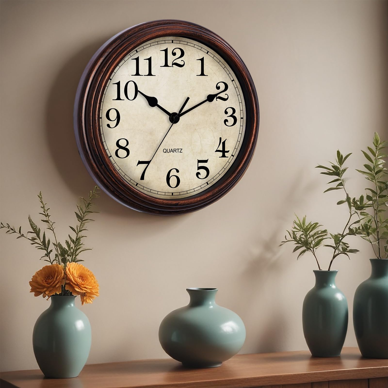 HYLANDA clock back slot and hooks enable simple wall mounting.