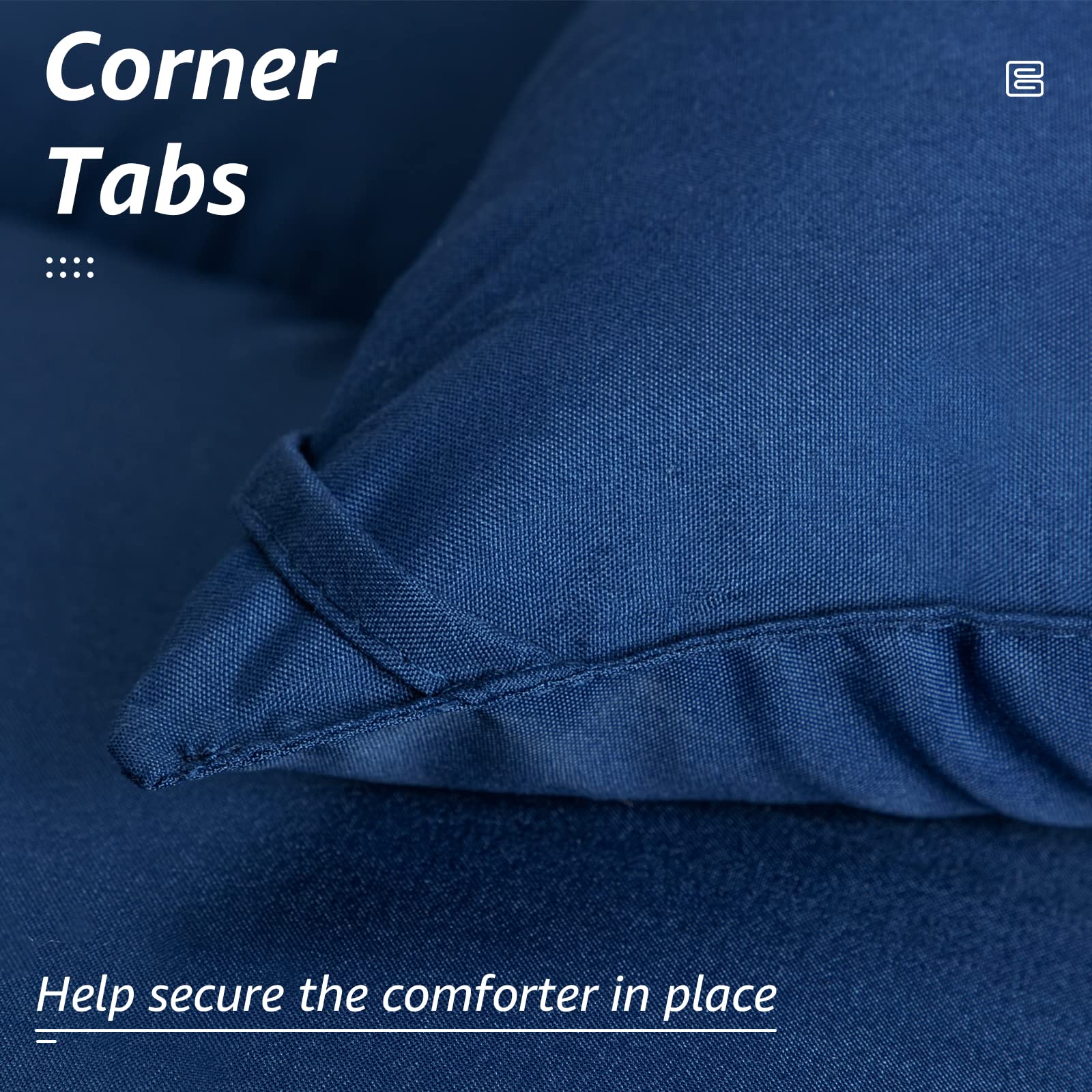 HYLEORY corner tabs keep the comforter aligned on the bed all night.