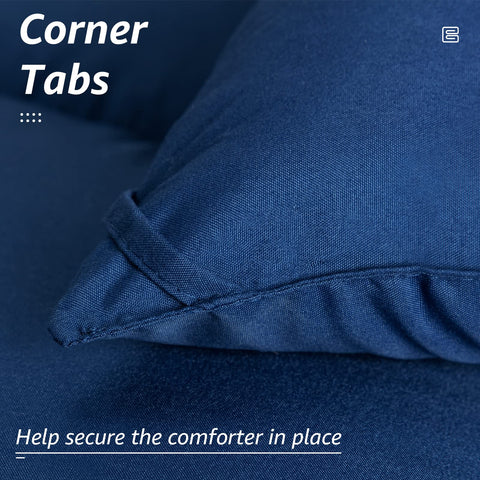 HYLEORY corner tabs anchor the comforter to the bed.