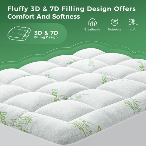 HYLEORY deep-pocket design keeps topper in place all night