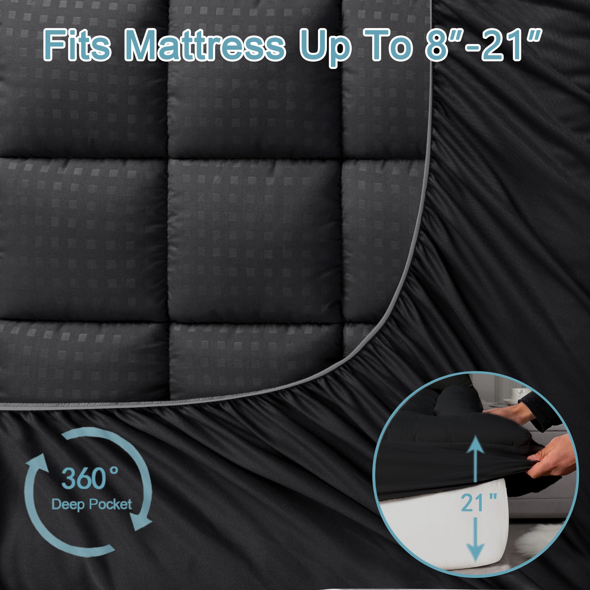 HYLEORY King Mattress Pad machine washable for easy care