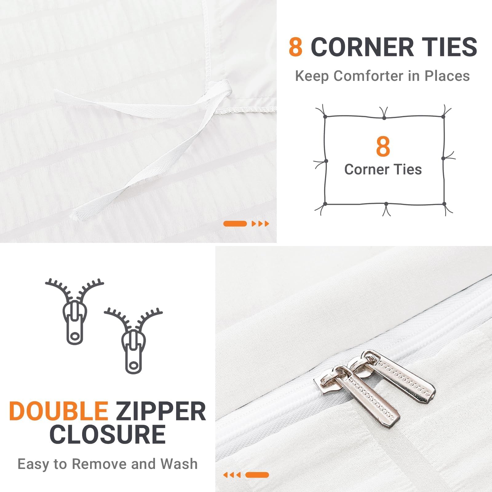 HYMOKEGE king duvet cover, 8 corner ties keep the insert securely in place