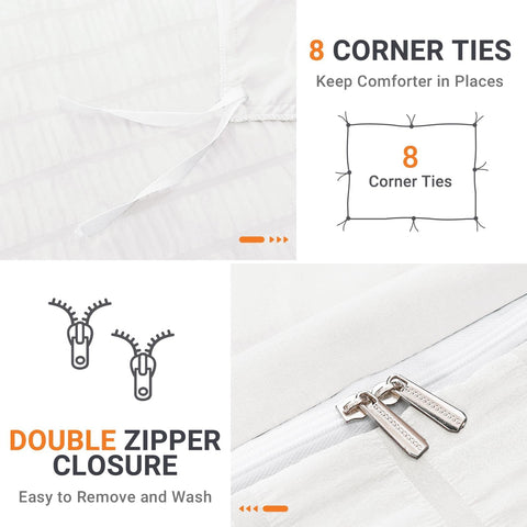 HYMOKEGE king duvet cover, 8 corner ties keep the insert securely in place